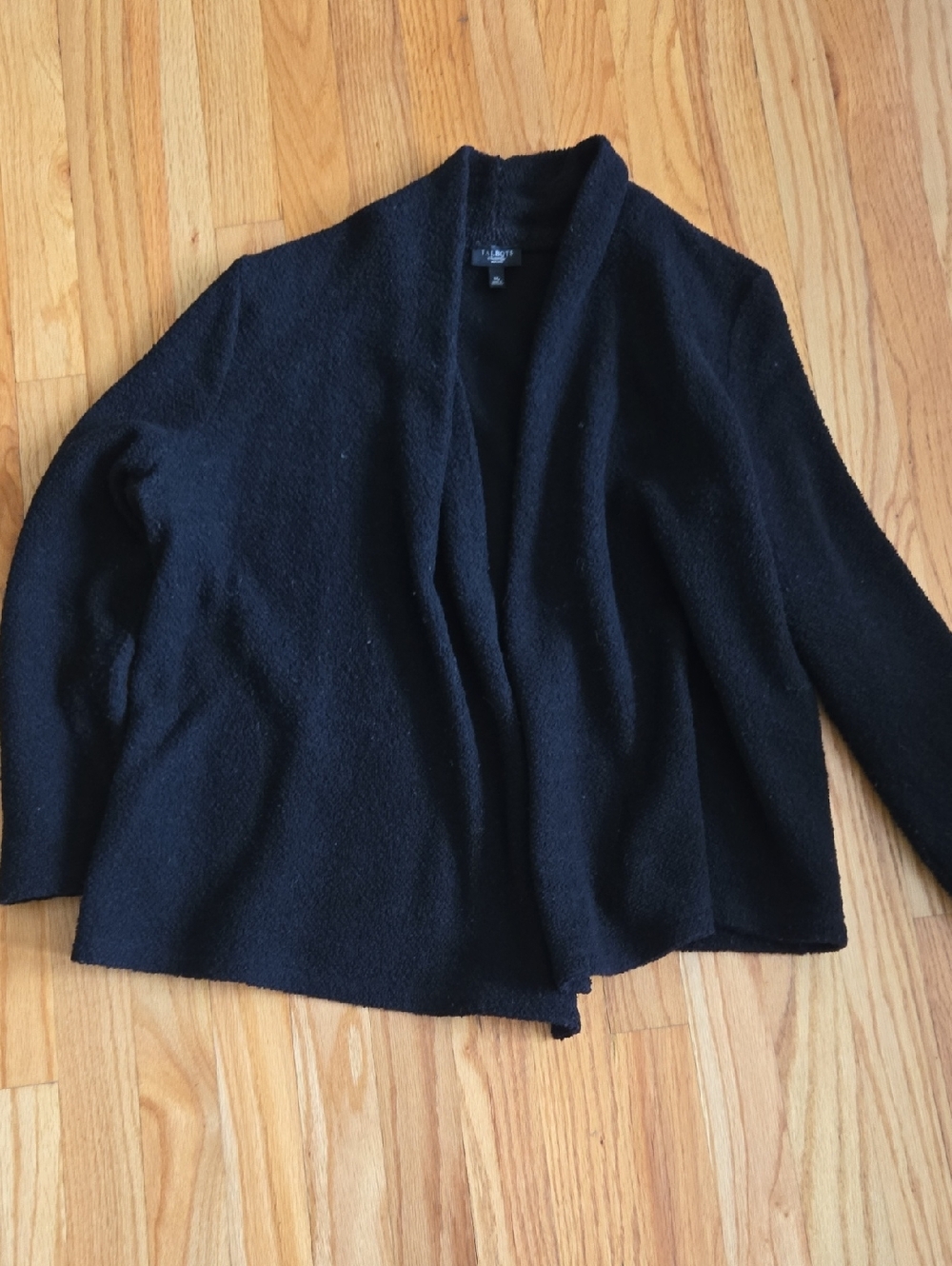 Talbots Black Open-Front Petite Medium Cardigan